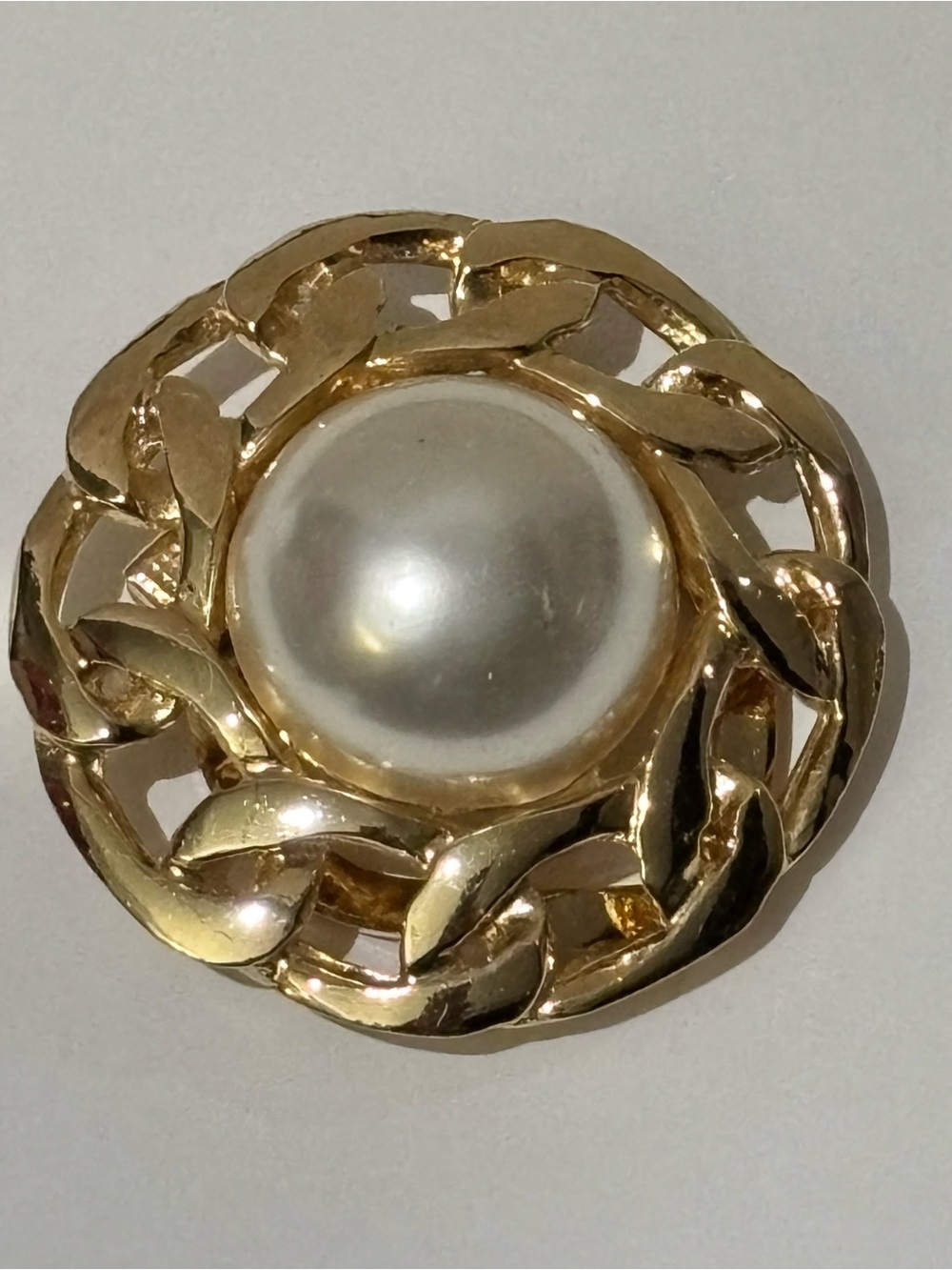 Vintage Butler Faux Pearl Scarf Dress Clip Gold Tone Wreath Design Mid Century